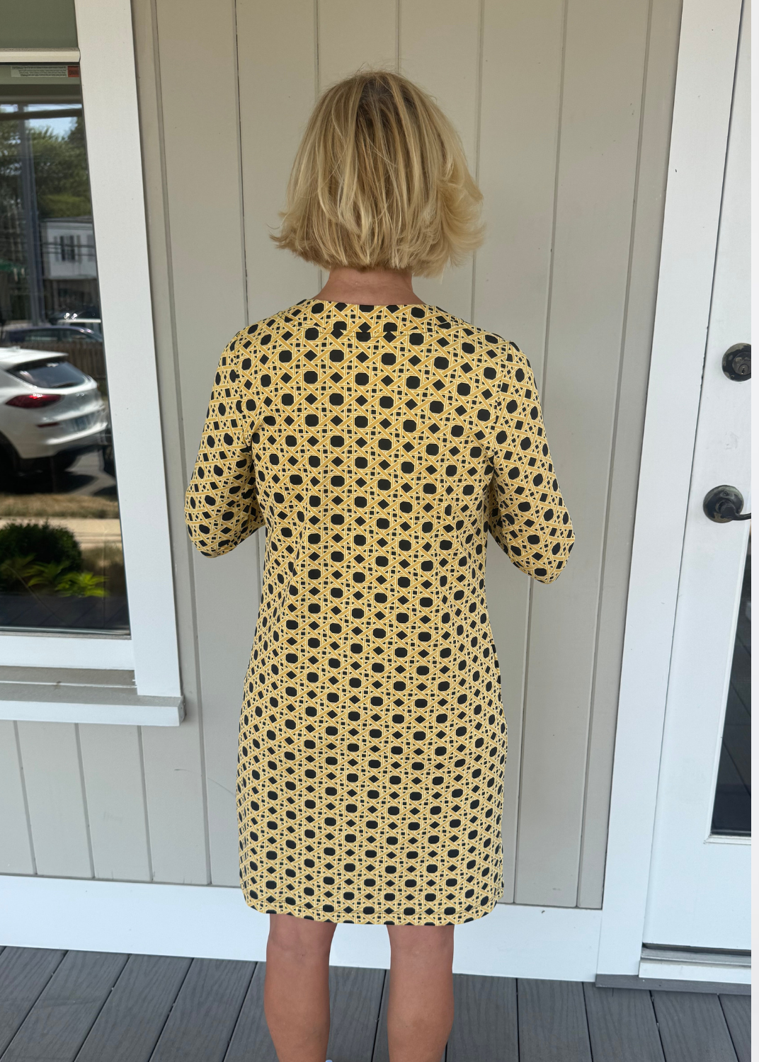 Lucille 3/4 Sleeve Dress - Vanderbilt Boca Grande Cane Black/Tan