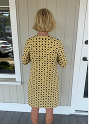 Lucille 3/4 Sleeve Dress - Vanderbilt Boca Grande Cane Black/Tan