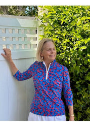 Britt 3/4 Top Floral blue/red 3/4 top FINAL SALE