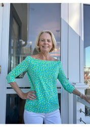 Islander Top -Leopard Green/Blue-FINAL SALE