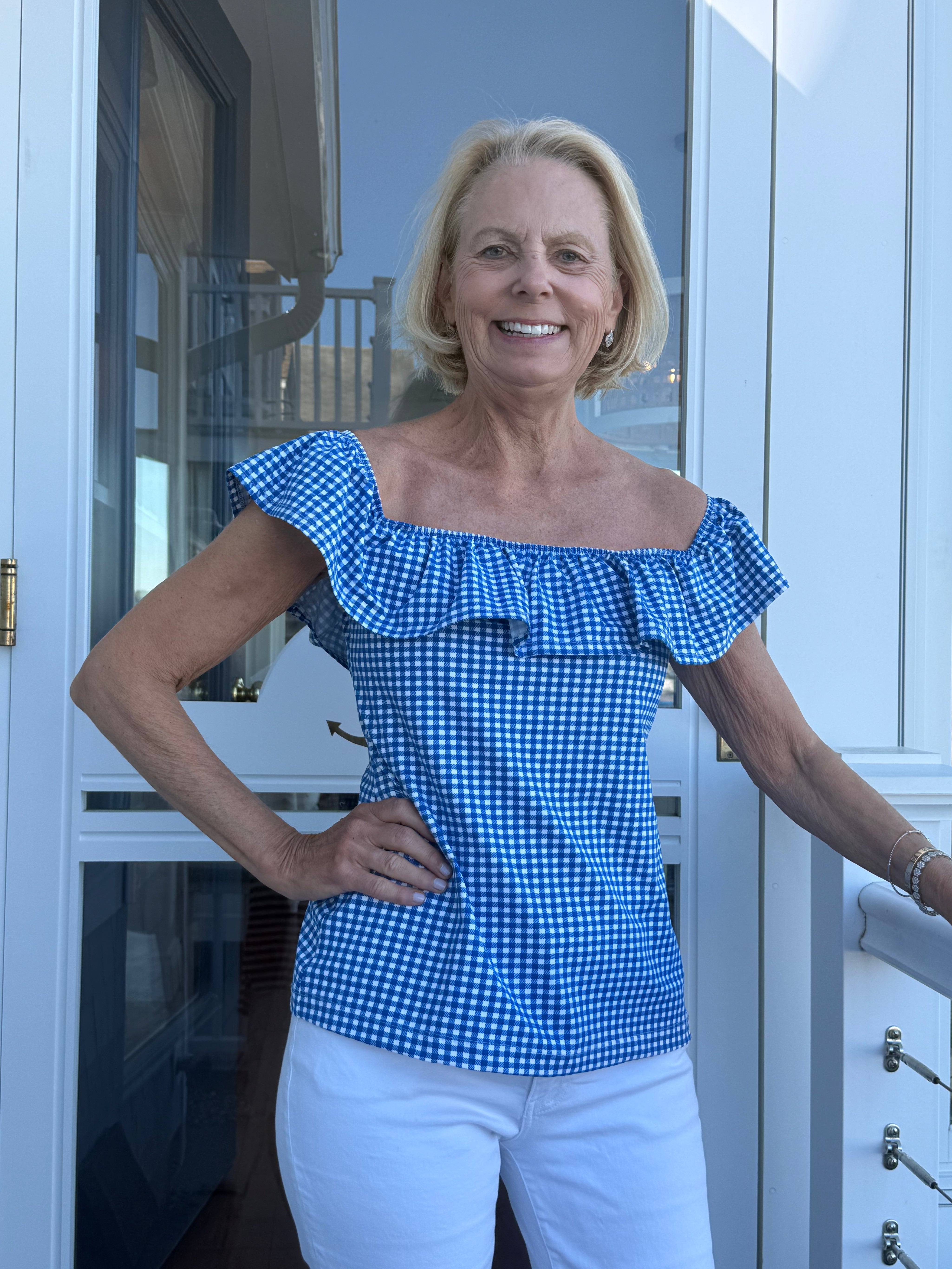 Shoreline Top - Gingham Check Blue/White - FINAL SALE