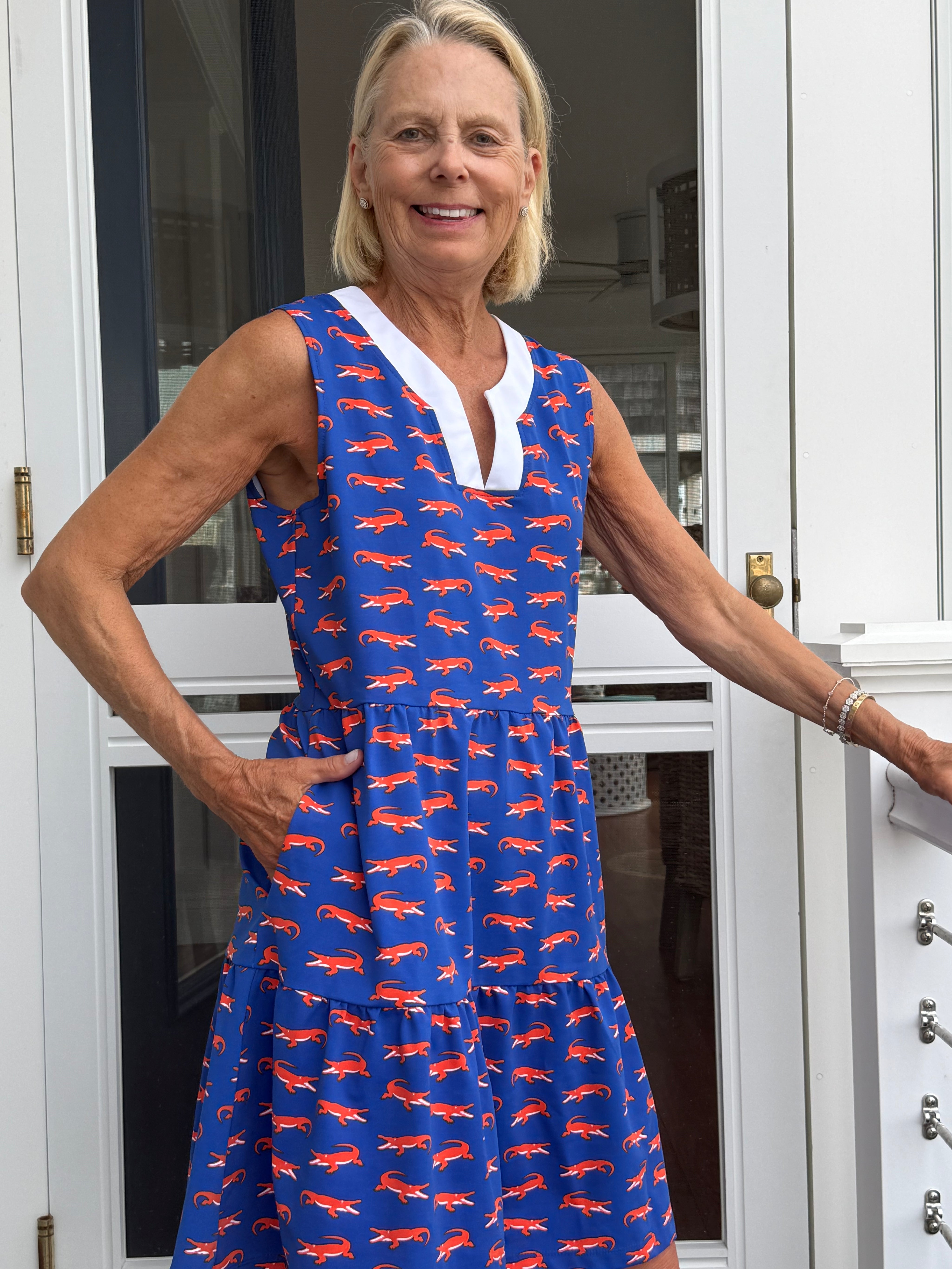 Louisa Dress sleeveless - Gator Chomp Blue/Orange