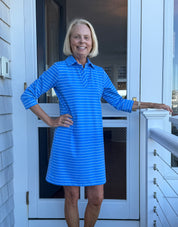 Polo 3/4 Sleeve Dress -Breton Stripe