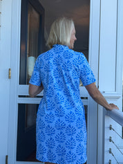 Blair Full Dress - Palm Stripe Blue