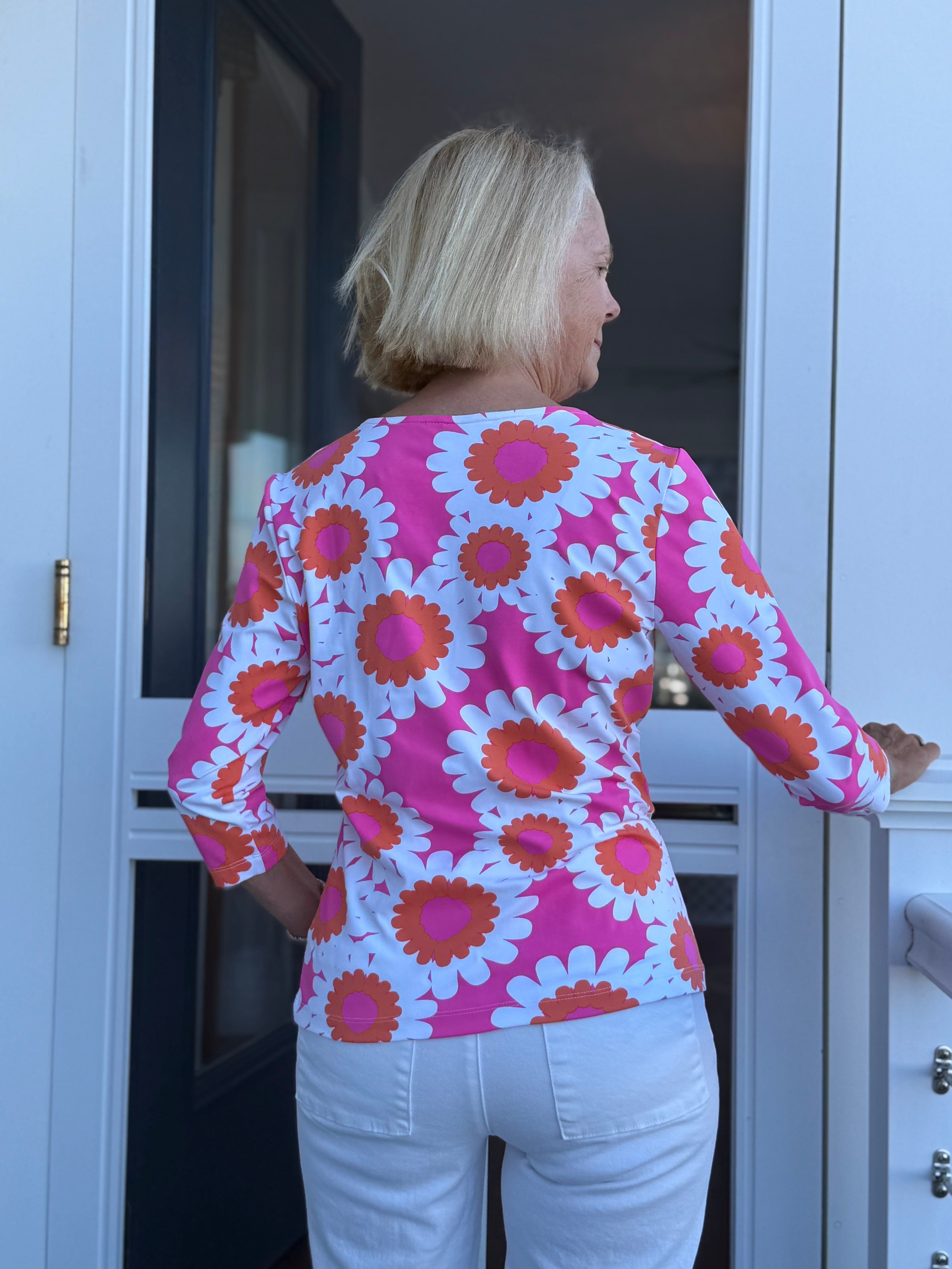 V-Crew Tee - Sunflowers Pink/Orange