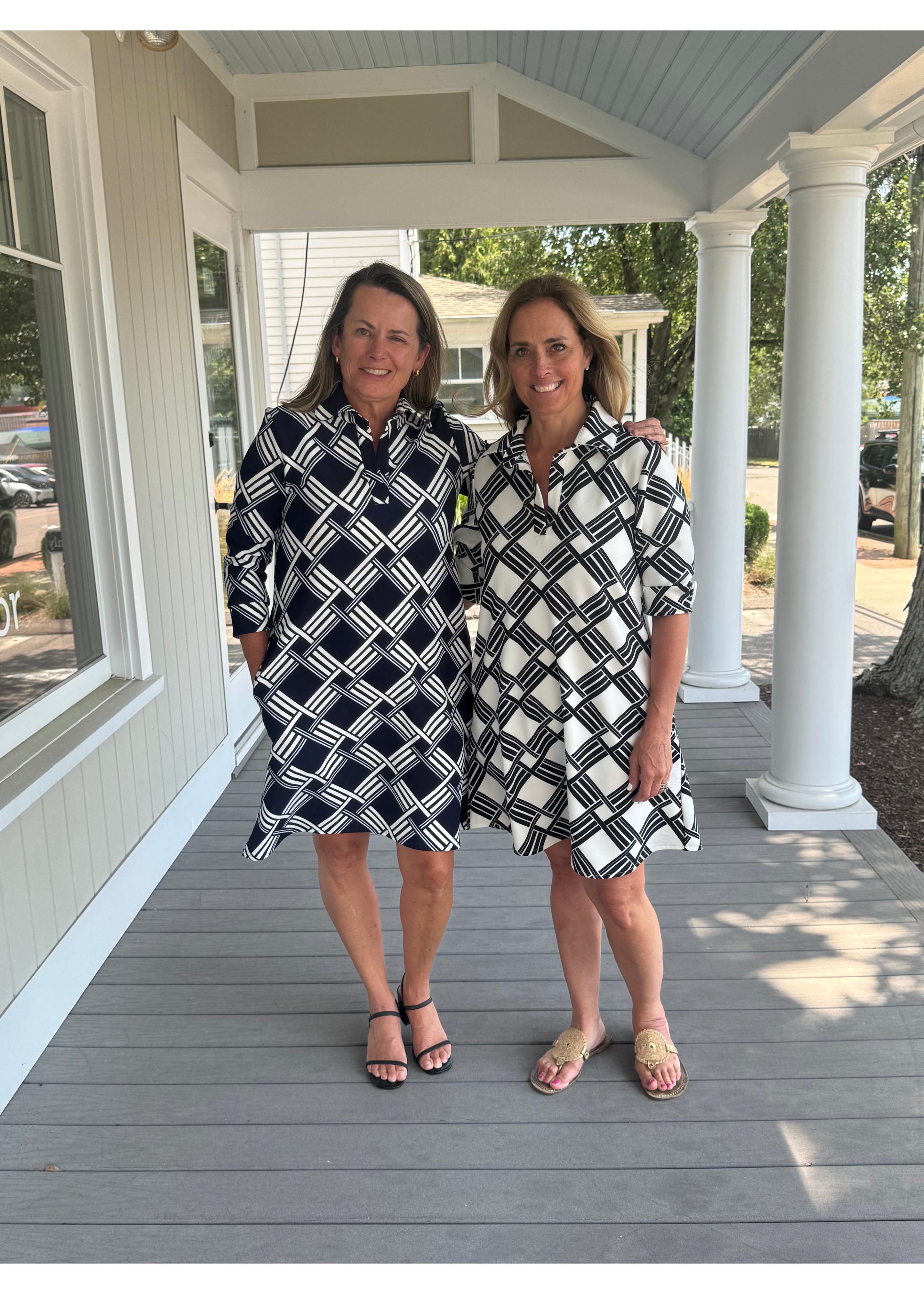 Lizzie Dress - Ribbons Black/White