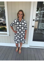 Lizzie Dress - Ribbons Black/White