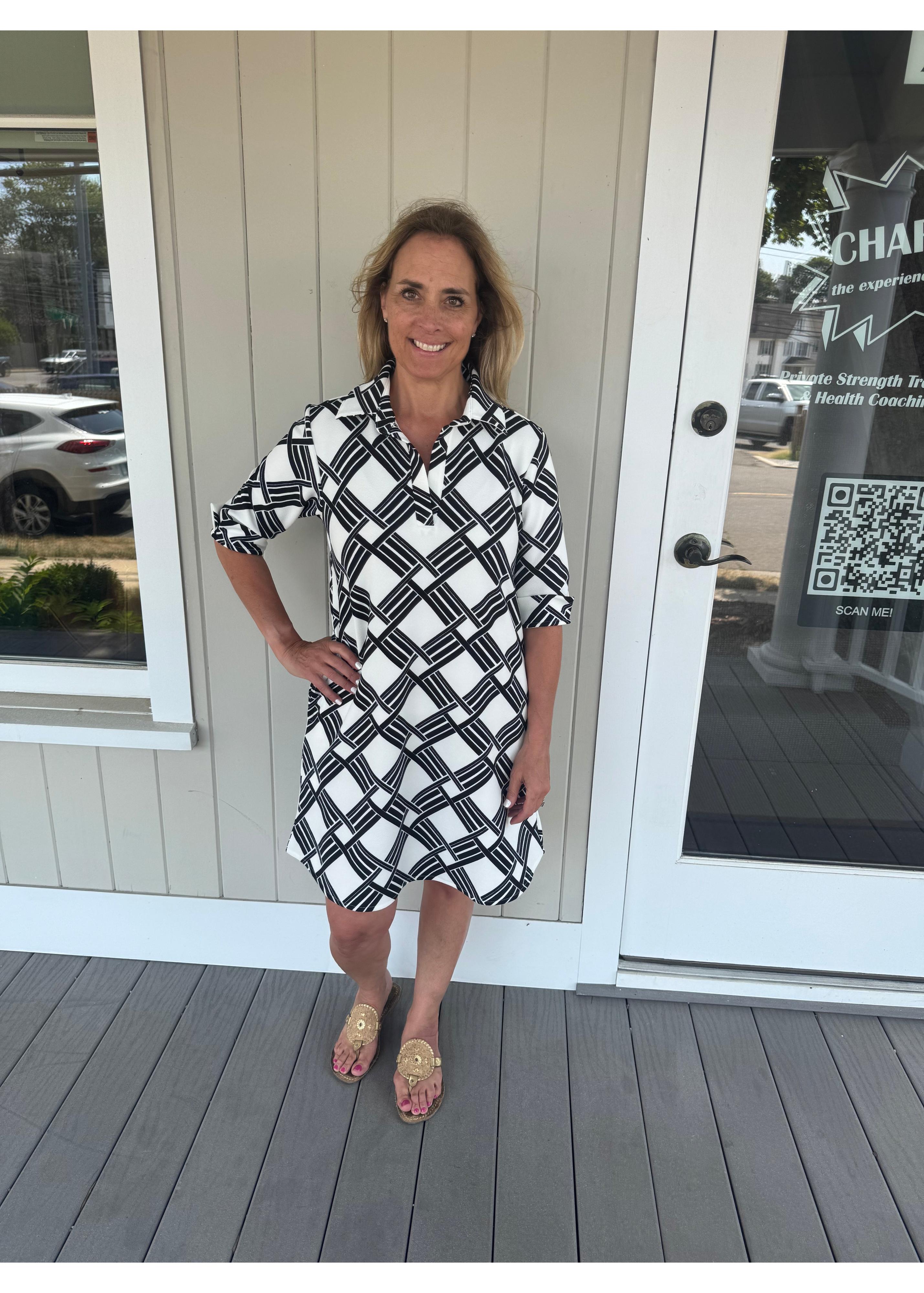 Lizzie Dress - Ribbons Black/White