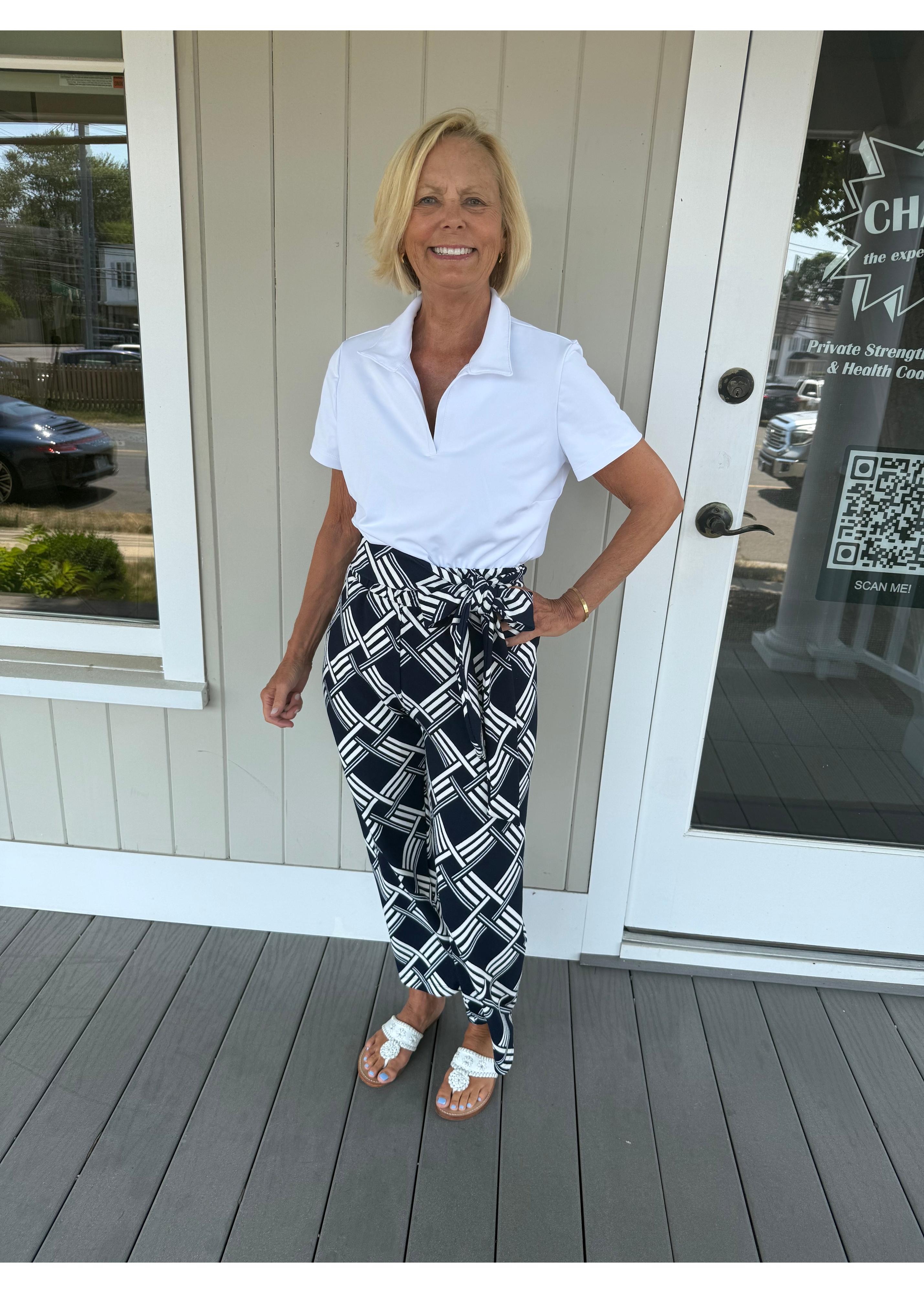 Dorothy Pants - Ribbons Navy/White