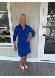 Bailey 3/4 Sleeve Dress - Solid Royal