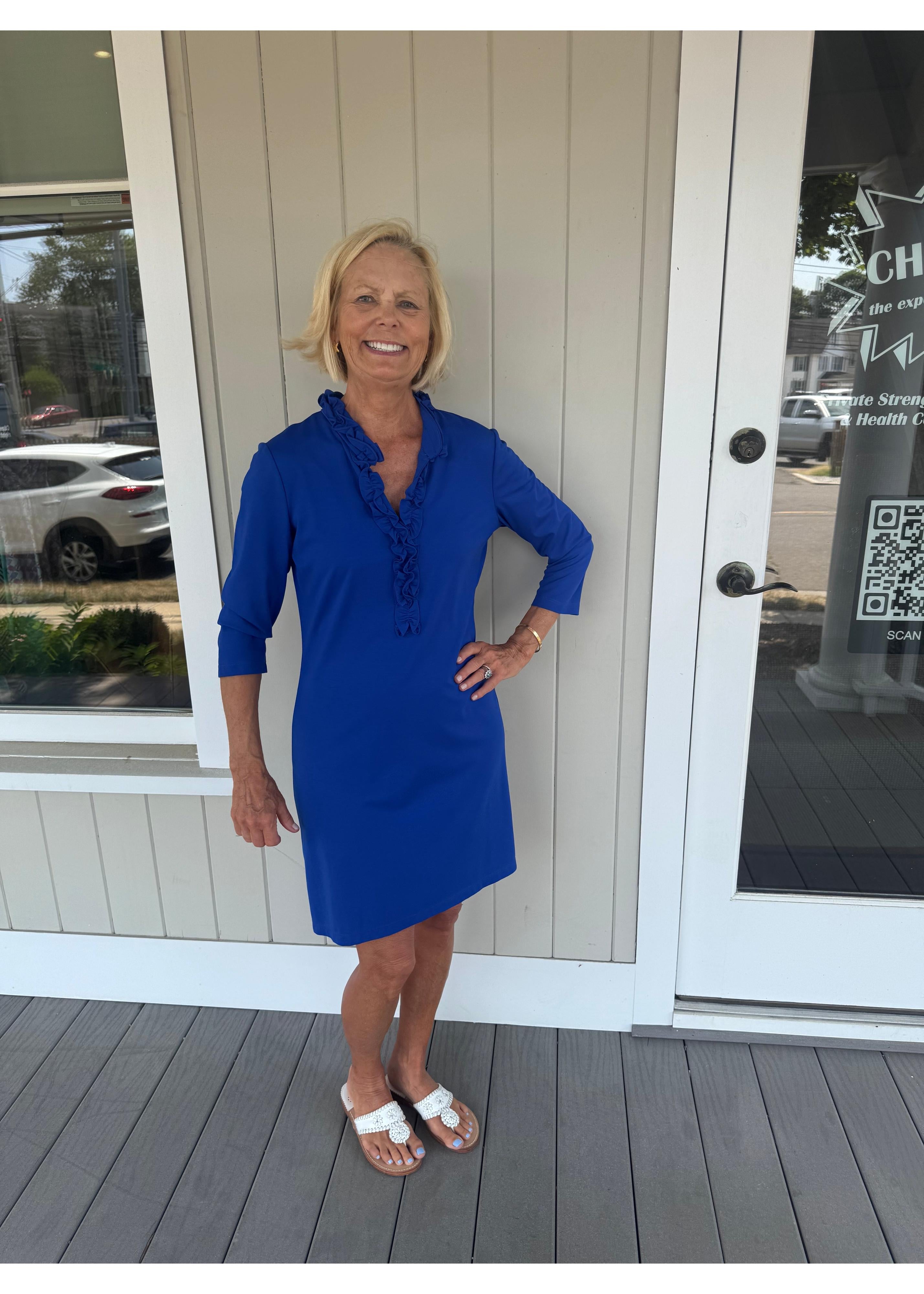 Bailey 3/4 Sleeve Dress - Solid Royal