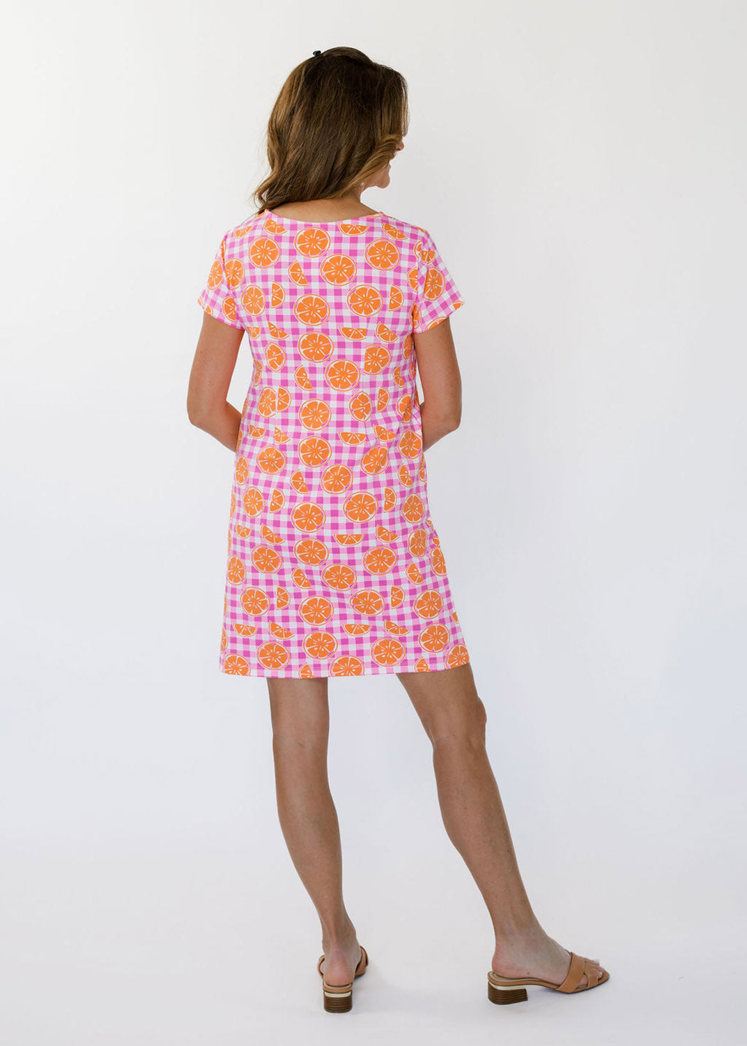 pink and orange check dress Marina Dress