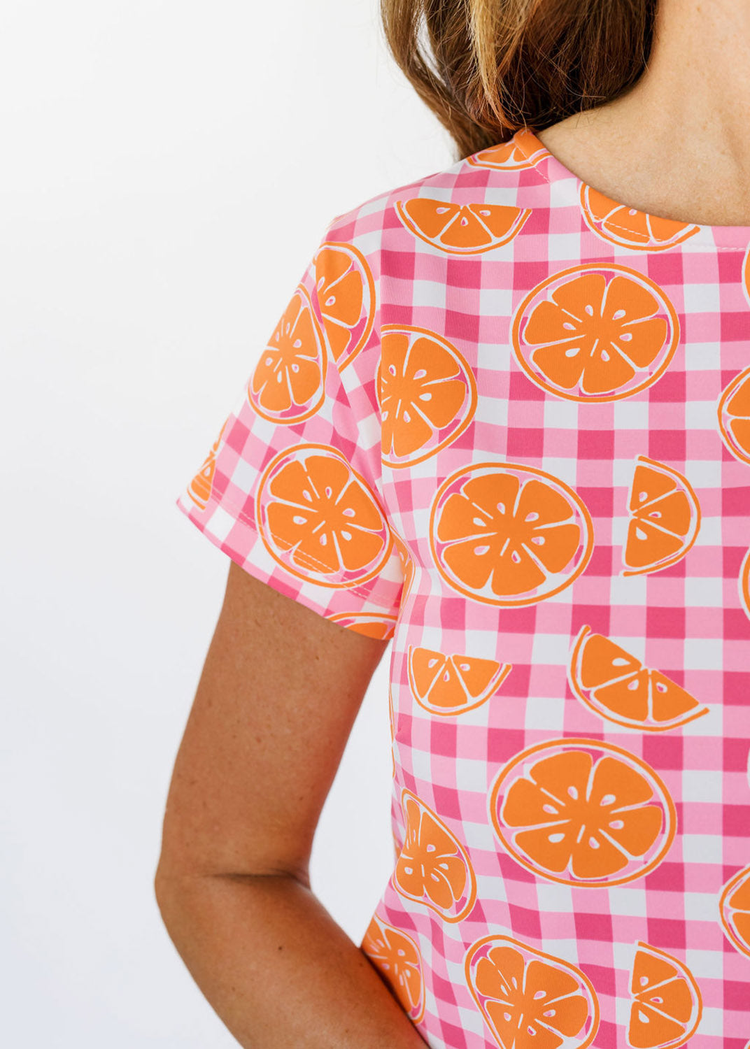 Marina Dress - Citrus Check Pink/Orange M Marina Dress - Citrus Check Pink/Orange M