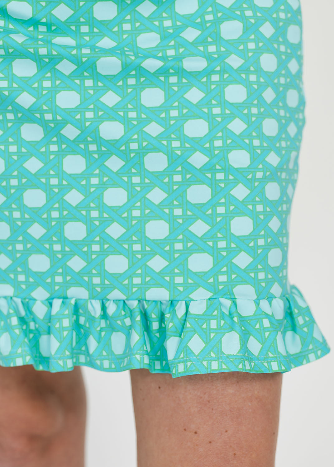 Country Club Skort with Ruffle - Cane Blue/Green