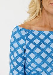 Islander Top - Blue Leaf Trellis FINAL SALE