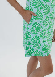 Daisy Dress - Palm Stripe Aqua/Green