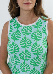 Daisy Dress - Palm Stripe Aqua/Green