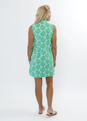 Seaport Shift Dress - Palm Stripe Aqua/Green