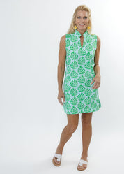 Seaport Shift Dress - Palm Stripe Aqua/Green