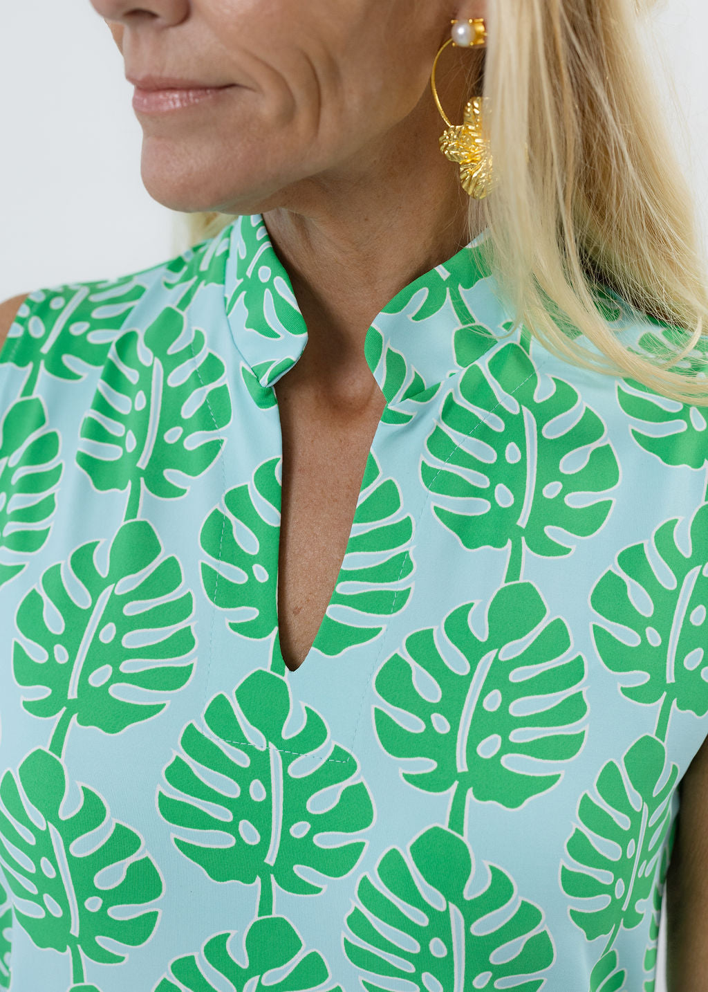 Seaport Shift Dress - Palm Stripe Aqua/Green