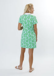 Polo Dress - Palm Stripe Aqua/Green