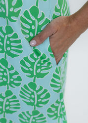 Lizzie Dress - Palm Stripe Aqua/Green