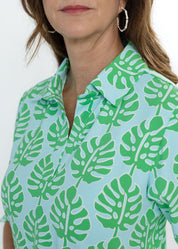 Lizzie Dress - Palm Stripe Aqua/Green