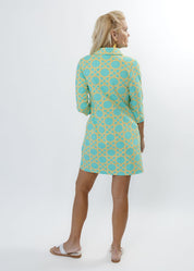 Polo 3/4 Sleeve Dress - Large Bamboo Green/Tan