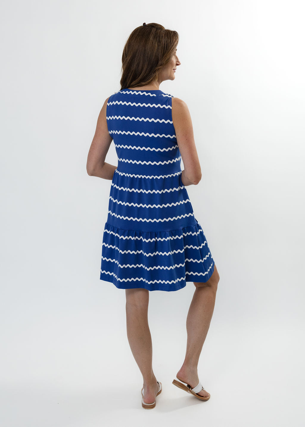 Louisa Sleeveless Dress - Ric Rac Stripe Navy/White