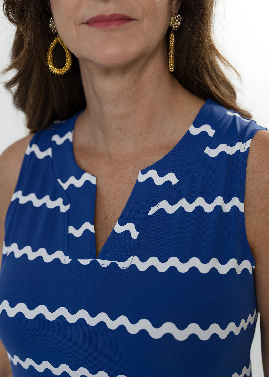 Louisa Sleeveless Dress - Ric Rac Stripe Navy/White