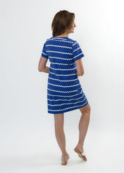 Lucille Short Sleeve Dress - Ric Rac Stripe Navy/White