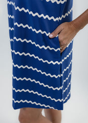 Lizzie Dress - Ric Rac Stripe Navy/White