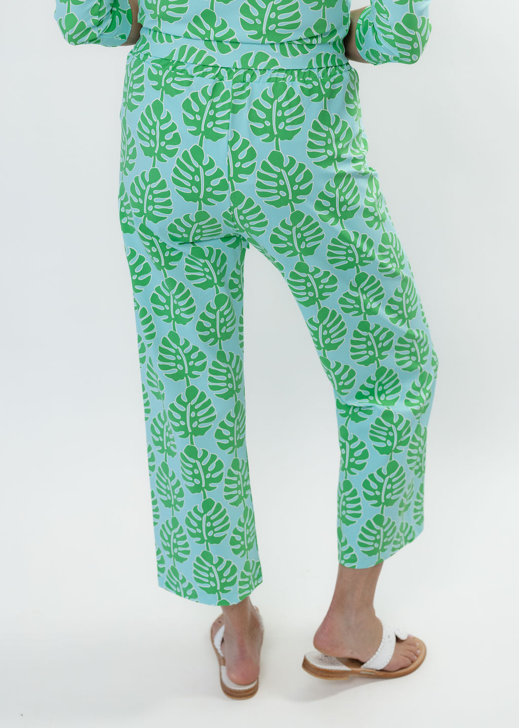Dorothy Pants - Palm Stripe Aqua/Green