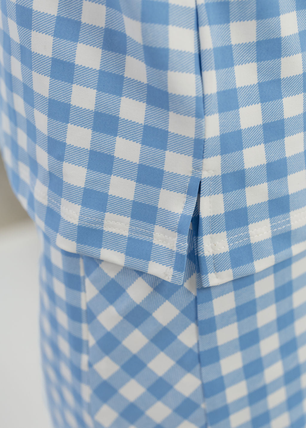 Blair Short Sleeve Top - Gingham Lt. Blue/White