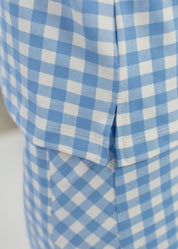 Blair Short Sleeve Top - Gingham Lt. Blue/White