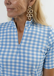 Blair Short Sleeve Top - Gingham Lt. Blue/White