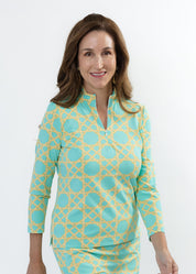 Blair Full Sleeve Top - Large Bamboo Green/Tan