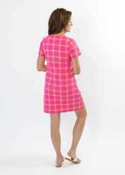 Lucille Short Sleeve Dress - Medallion Chain Pink/Orange - FINAL SALE