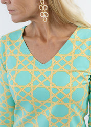 V Crew Tee - Large Bamboo Green/Tan