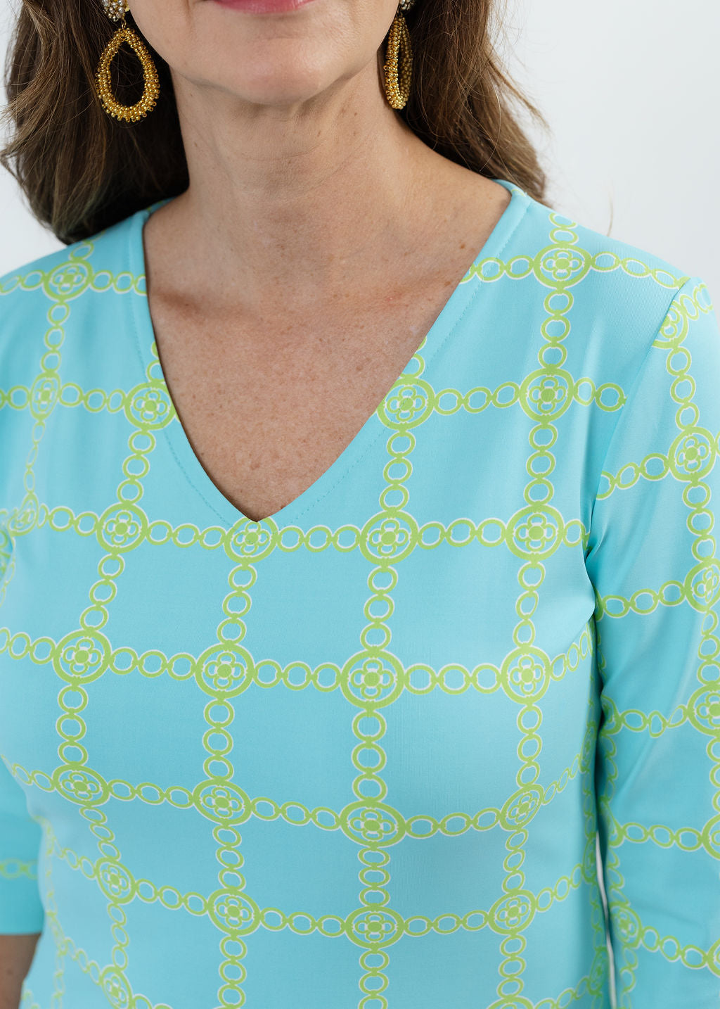 V-Crew Tee - Medallion Chain Blue/Green