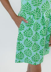 Boardwalk Dress - Palm Stripe Aqua/Green