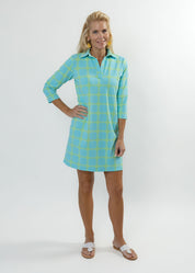 Polo 3/4 Sleeve Dress - Medallion Chain Blue/Green