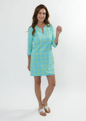 Lucille 3/4 Sleeve Dress - Medallion Chain Blue/Green