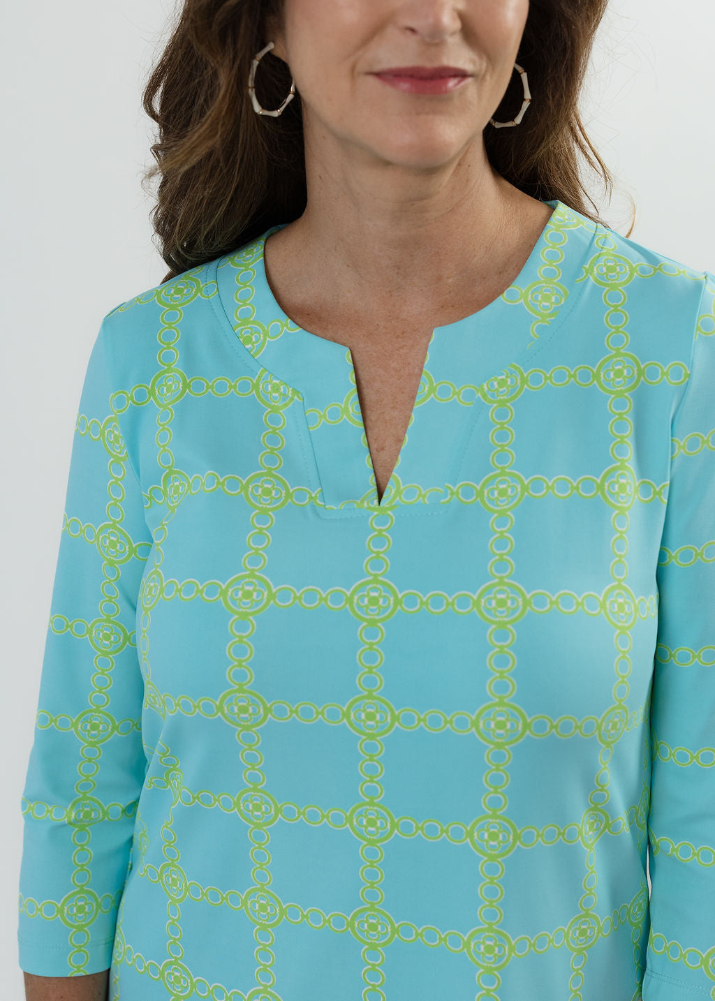 Lucille 3/4 Sleeve Dress - Medallion Chain Blue/Green