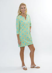 Lucille 3/4 Sleeve Dress - Large Bamboo Green/Tan