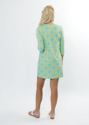 Lucille 3/4 Sleeve Dress - Large Bamboo Green/Tan