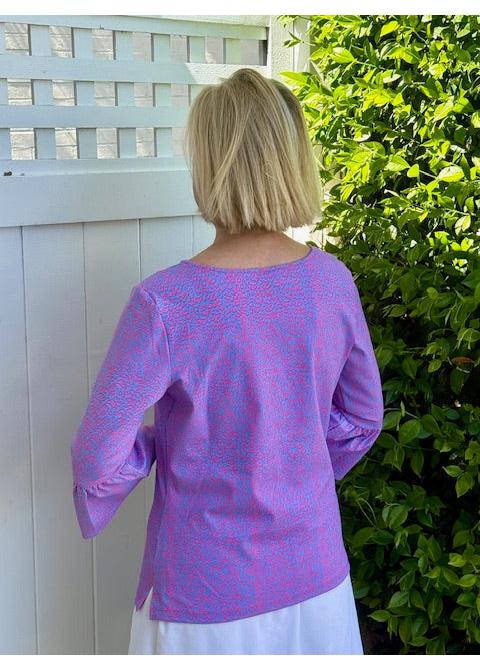 Haley Top  - Tiny Cheetah Blue/Pink - FINAL SALE