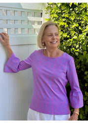 Haley Top  - Tiny Cheetah Blue/Pink - FINAL SALE