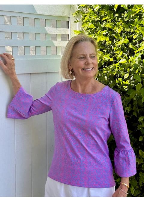 Haley Top  - Tiny Cheetah Blue/Pink - FINAL SALE