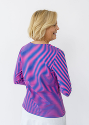 V Crew Tee - Juicy Stripe Pink/Blue - FINAL SALE